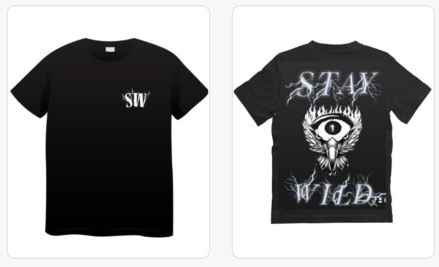 Camiseta negra manga corta STAY WILD